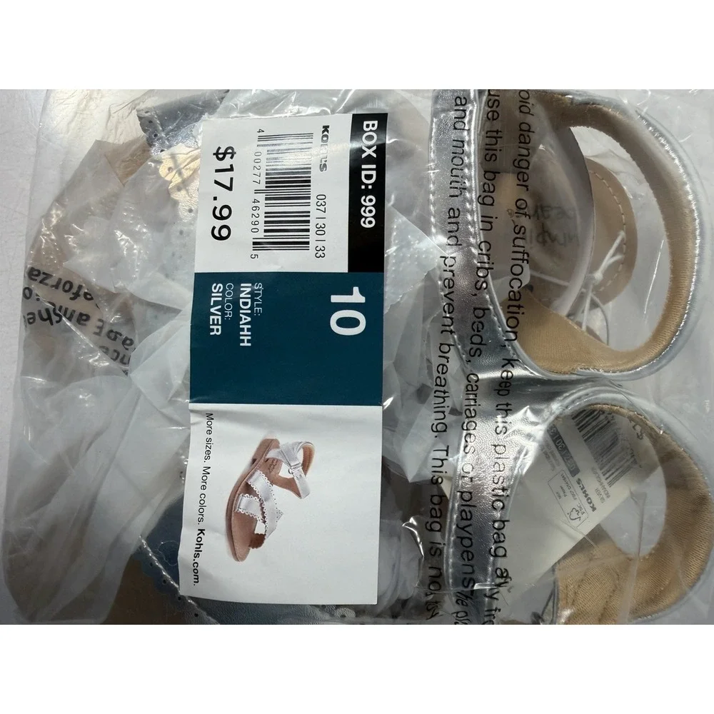 Jumping Beans Toddler Unisex Sandals Size 10 Toddler Silver